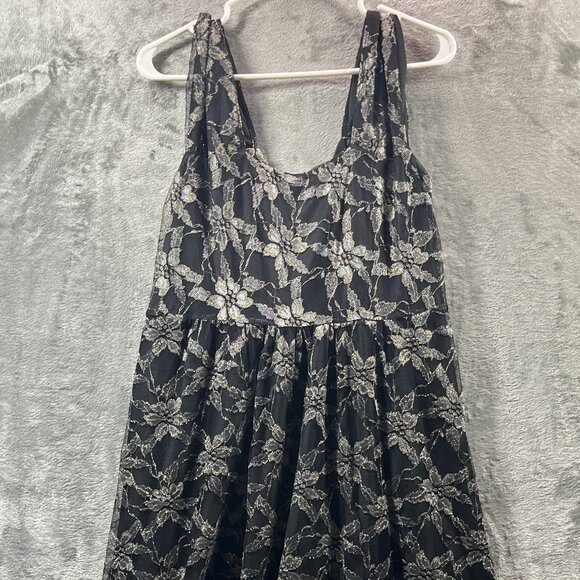 IGIGI Lace Dress Size 14/16 Maxi Black Floral Lined Made in USA - Picture 2 of 10